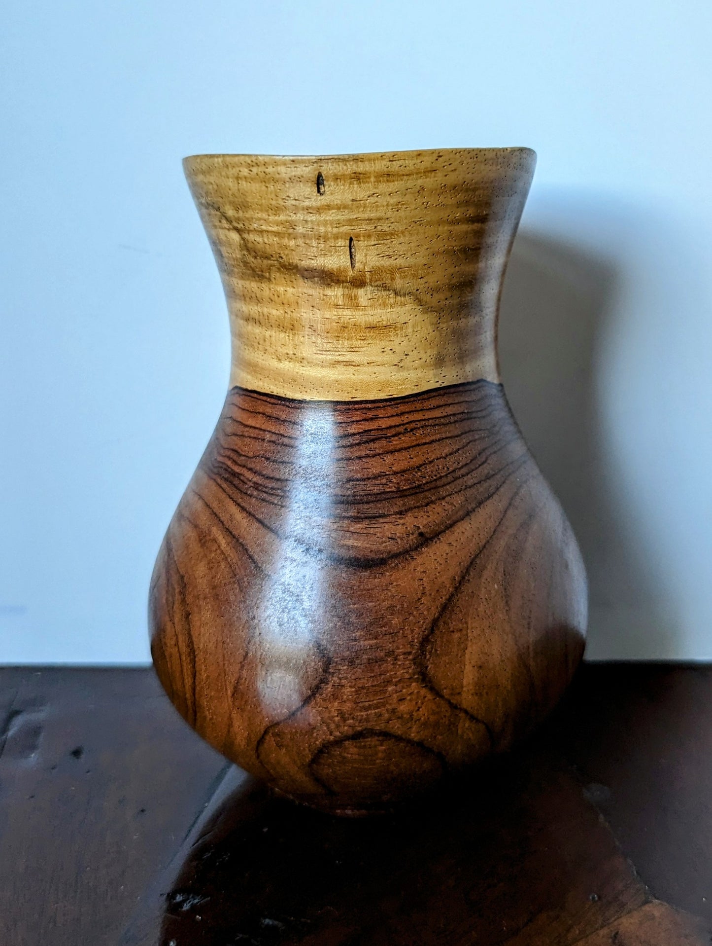 Wooden Vase/Pencil Holder Signed