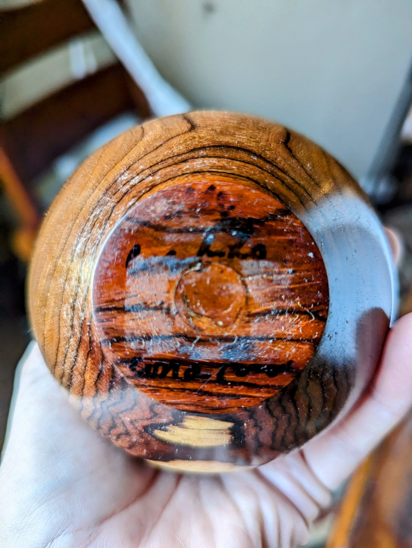 Wooden Vase/Pencil Holder Signed