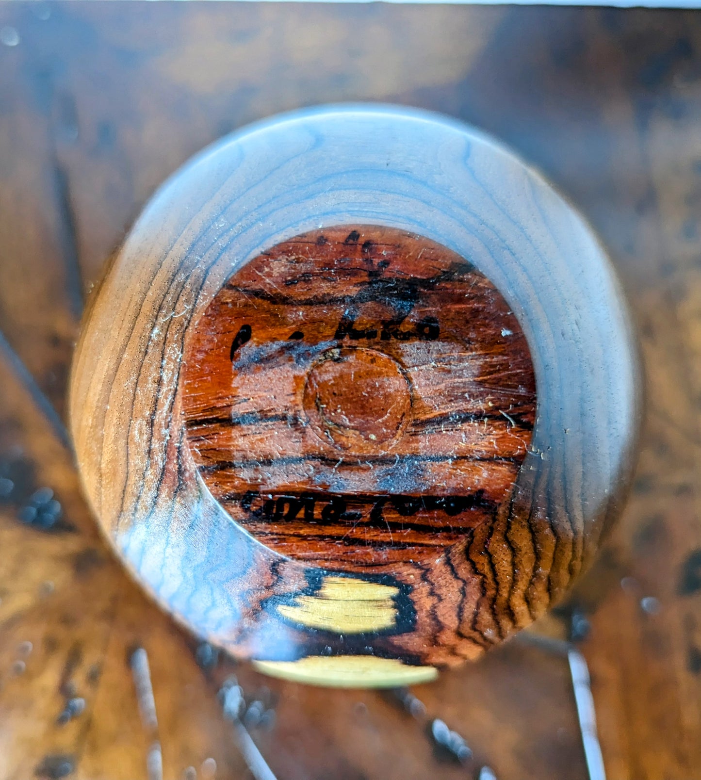 Wooden Vase/Pencil Holder Signed