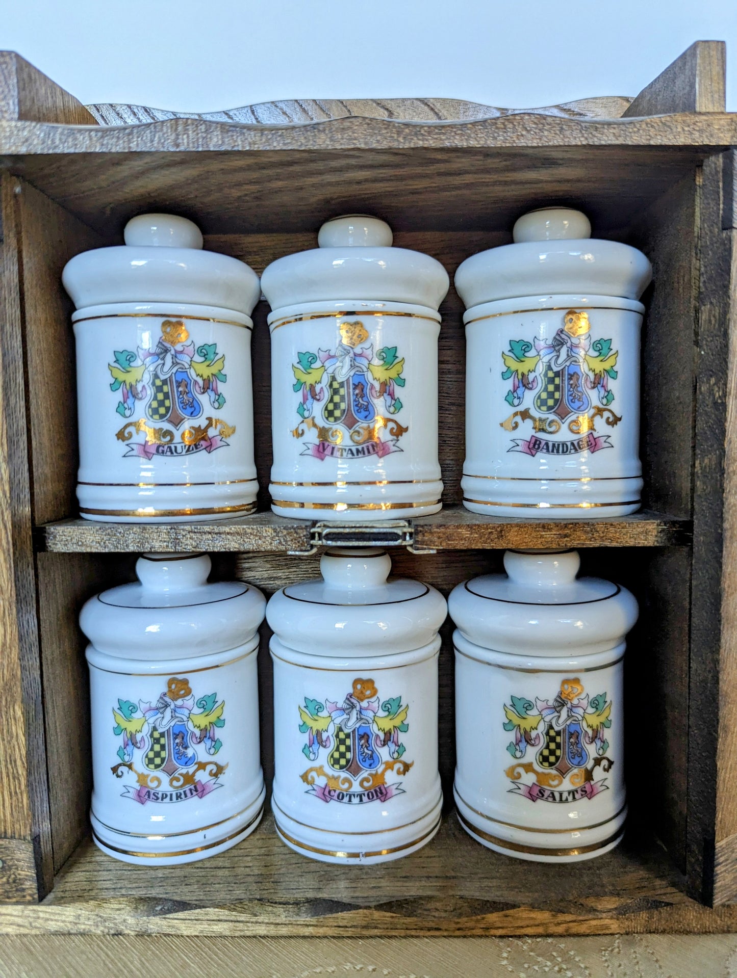 Vintage Apothecary/Medicine Cabinet Set in Wooden Case