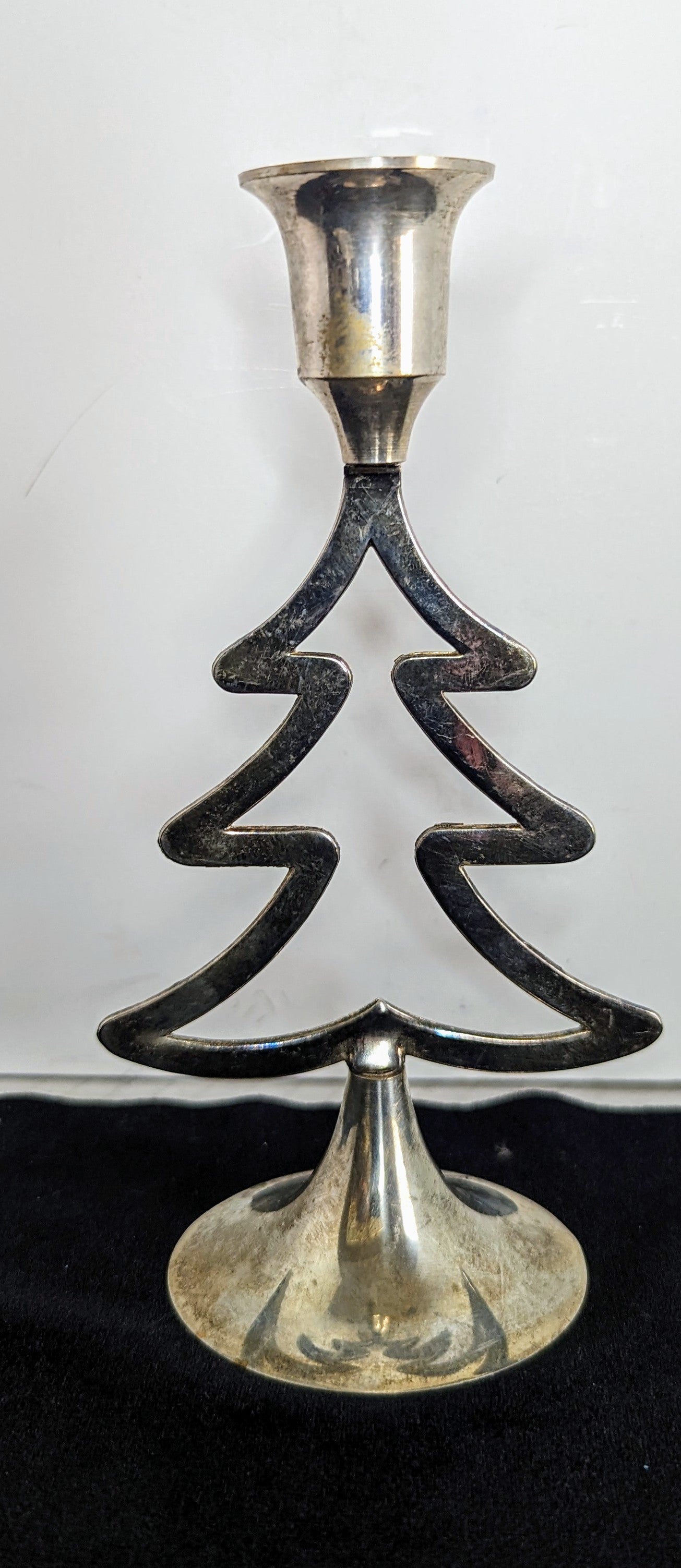 International Silver Christmas Tree Candle Holder
