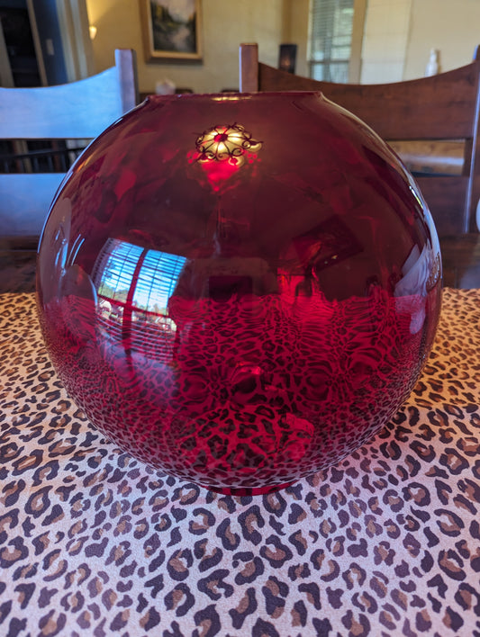 Vintage Ruby Red Coin Slot Glass Globe/Lamp Shade GWTW