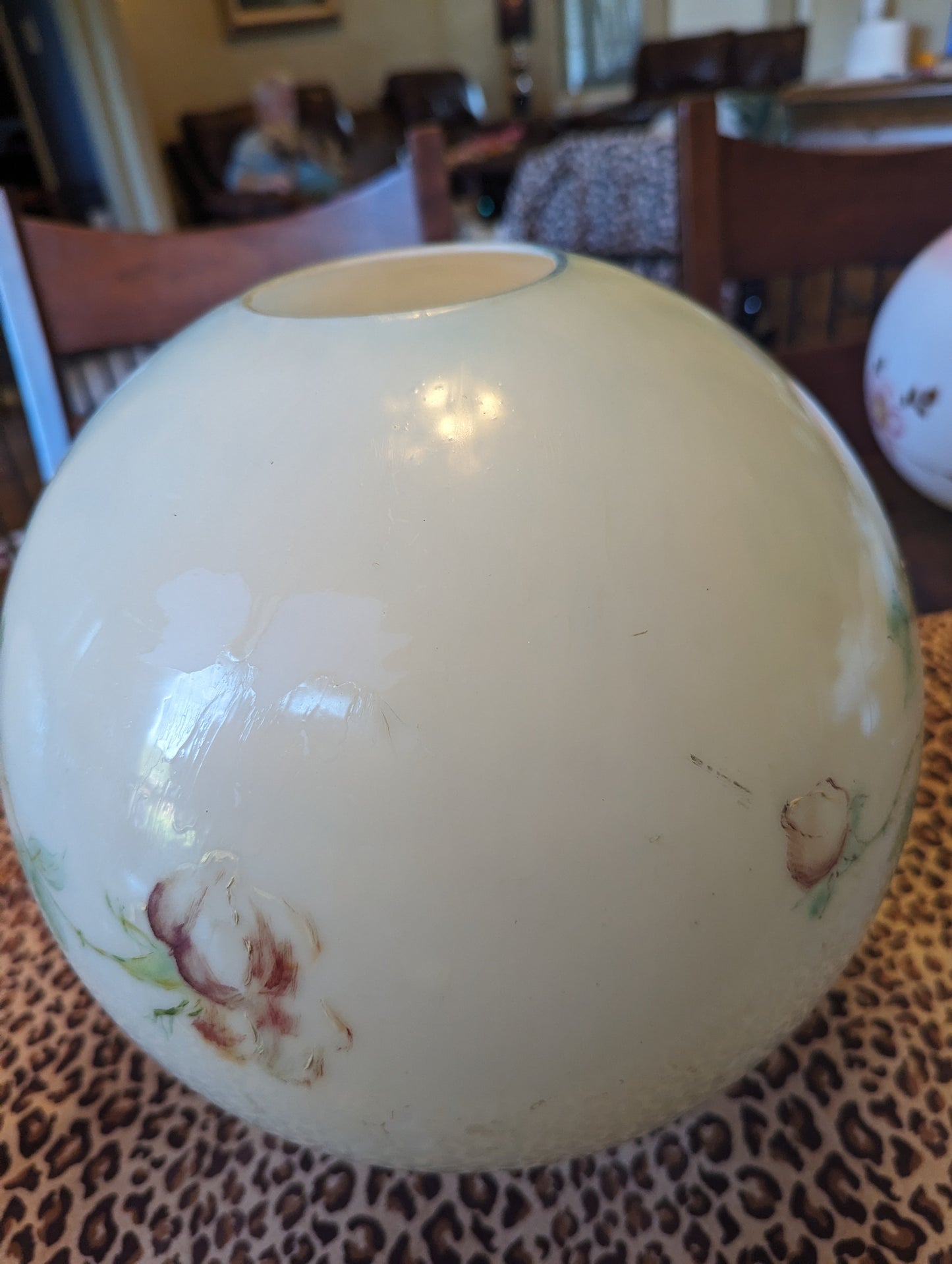 Antique Hand Painted Milk Glass GWTW Lamp Shade