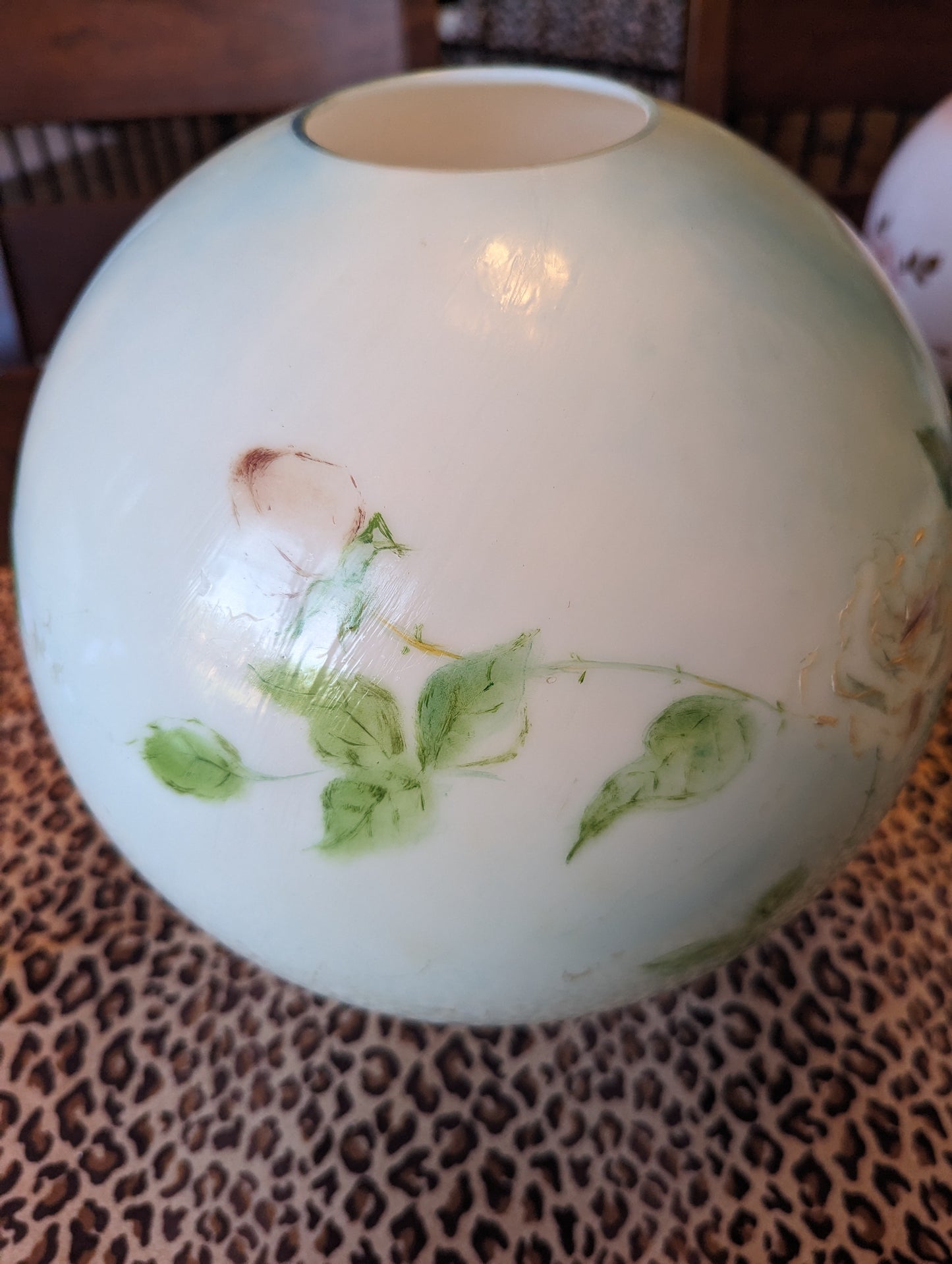 Antique Hand Painted Milk Glass GWTW Lamp Shade