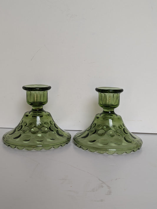 Hazel-Atlas Eldorado Green Candle Holders