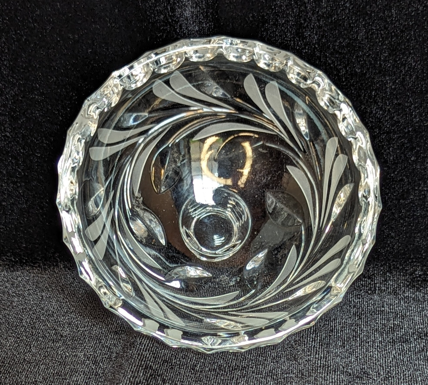 Vintage Etched Crystal Candy Dish Replacement Lid