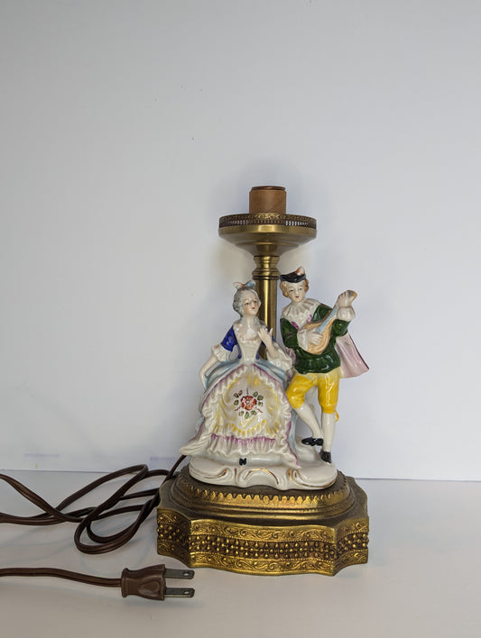 Porcelain Lamp, Colonial figurines, Courting Couple