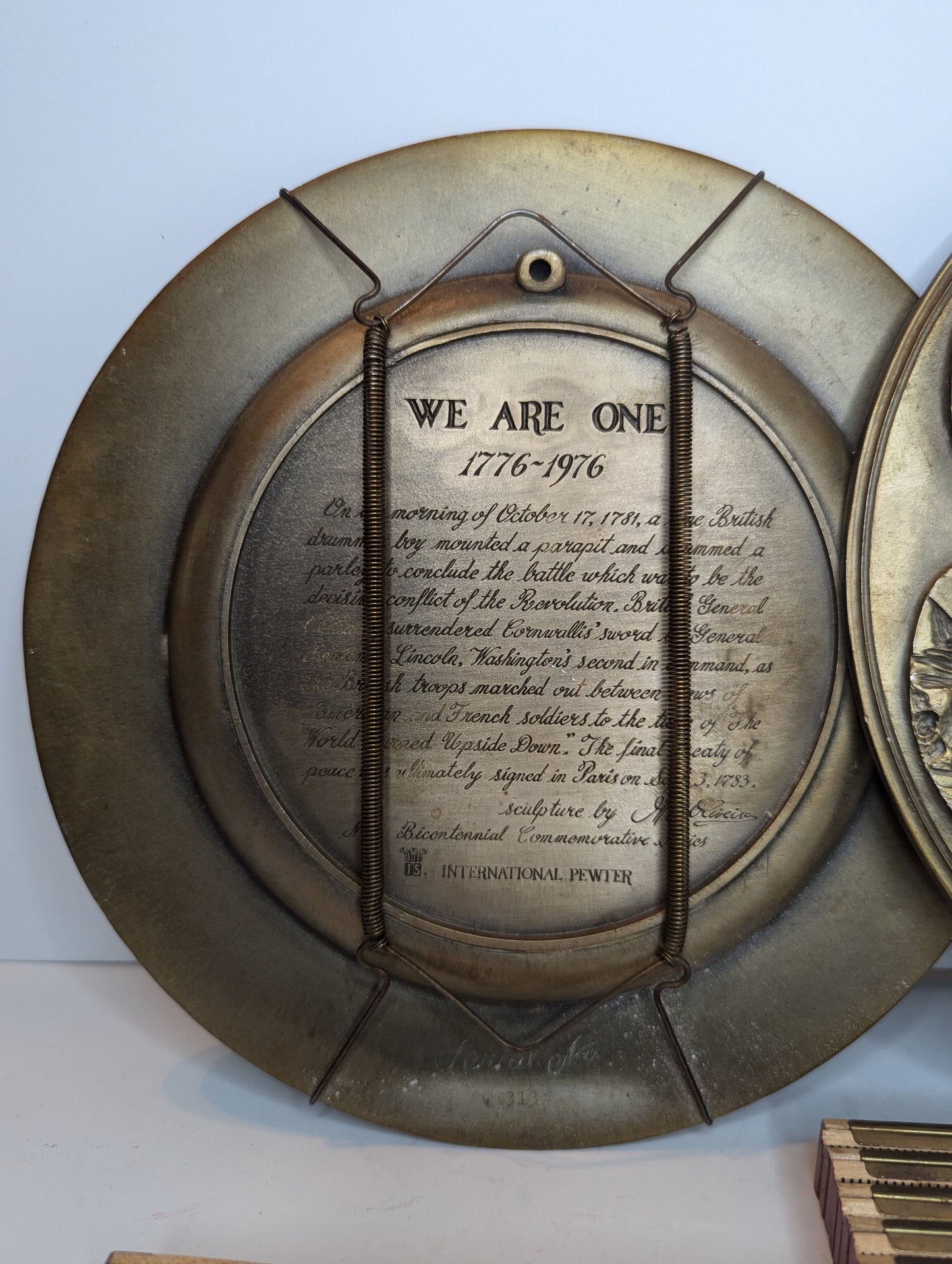 Vintage Commemorative Pewter Plates American Independence, Bicentennial