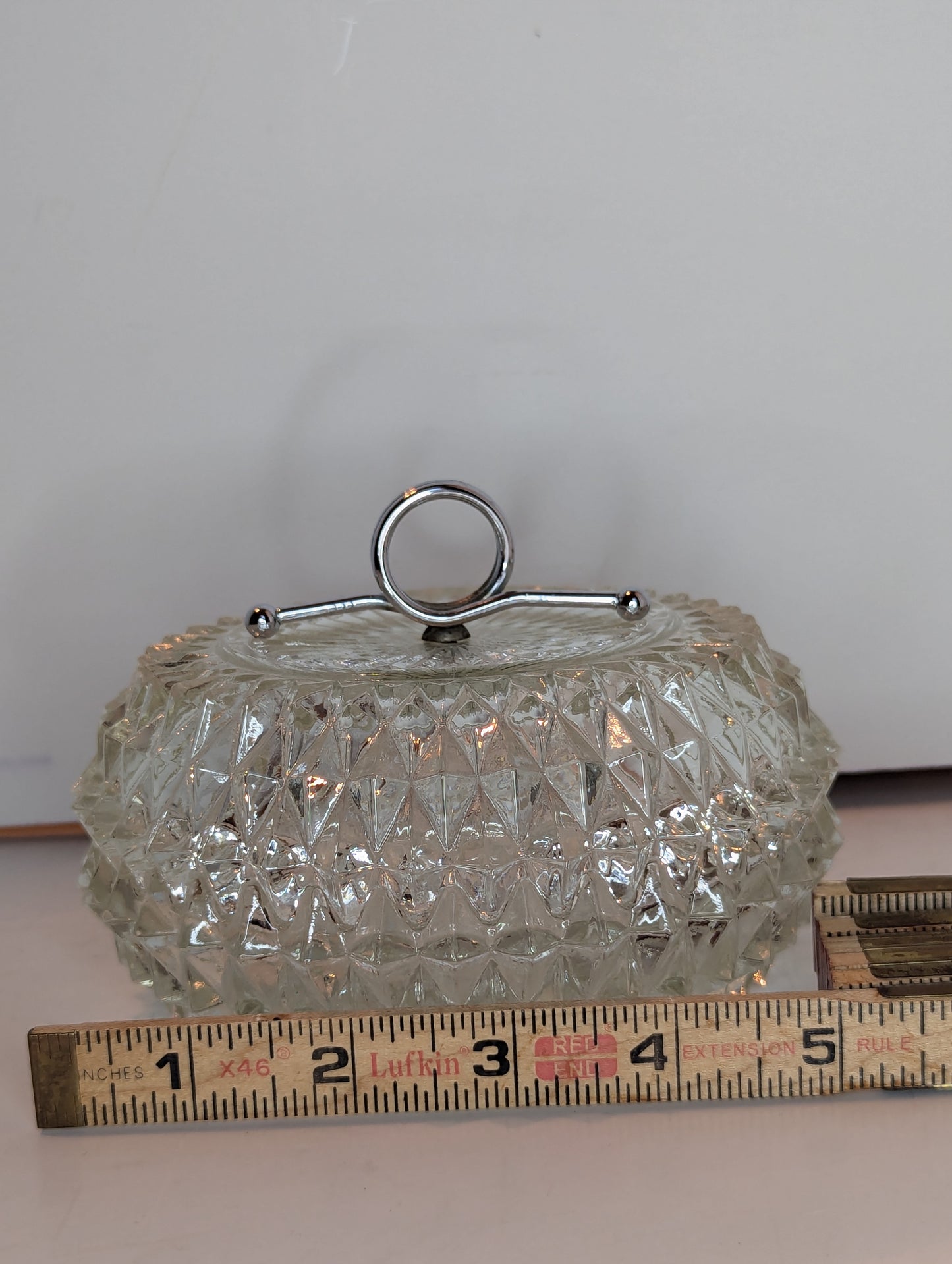 Indiana  Glass, Diamond Point, Covered Candy Dish