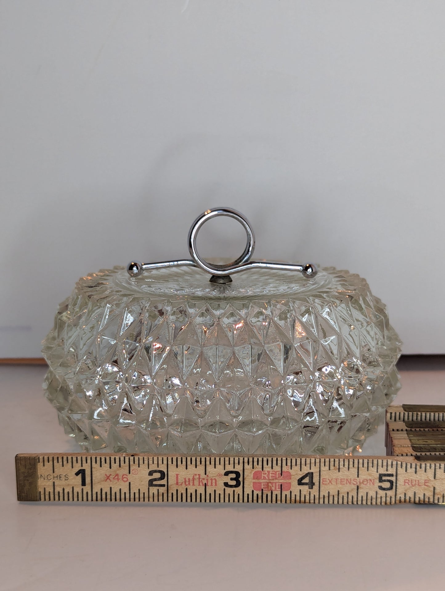 Indiana  Glass, Diamond Point, Covered Candy Dish