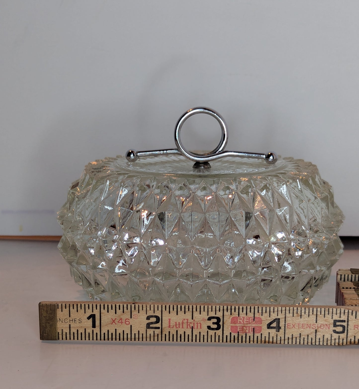 Indiana  Glass, Diamond Point, Covered Candy Dish