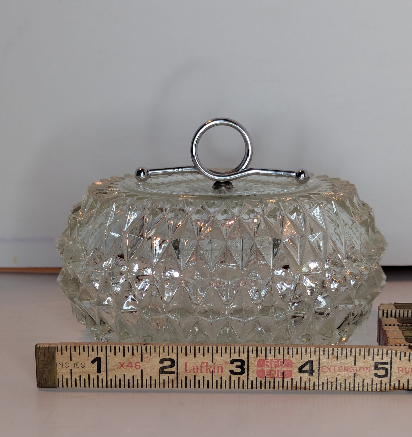 Indiana  Glass, Diamond Point, Covered Candy Dish