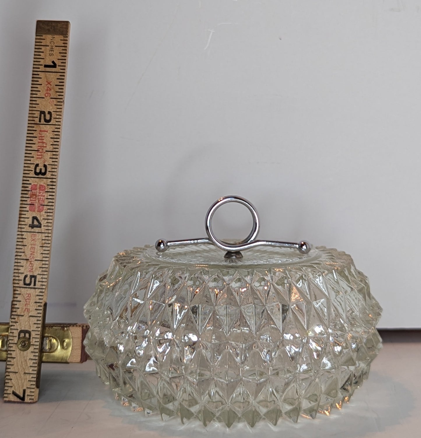 Indiana  Glass, Diamond Point, Covered Candy Dish