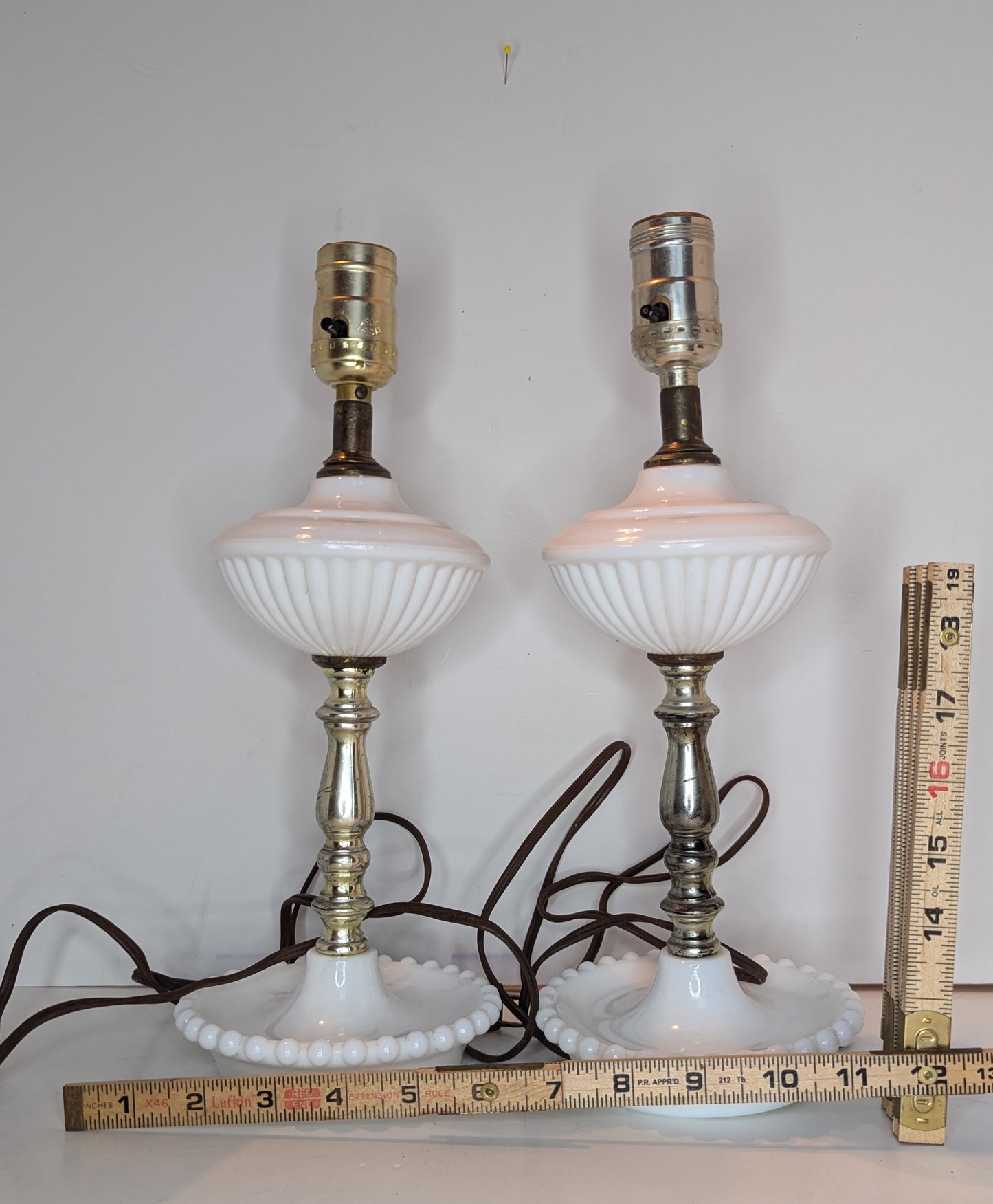 Mid Century Boudoir Lamps with Trinket Dish Stand