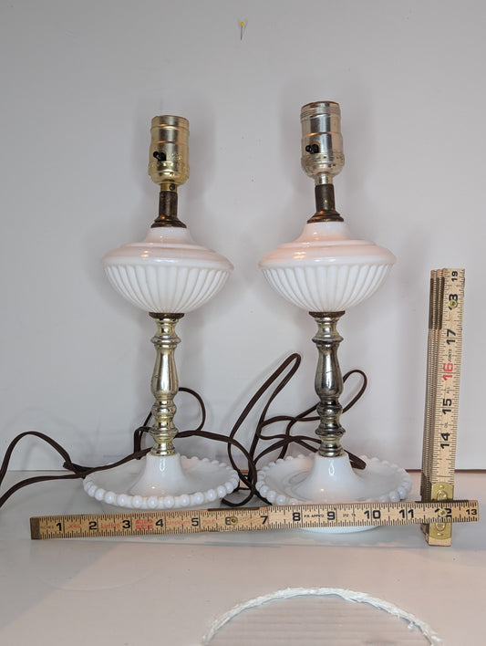 Mid Century Boudoir Lamps with Trinket Dish Stand