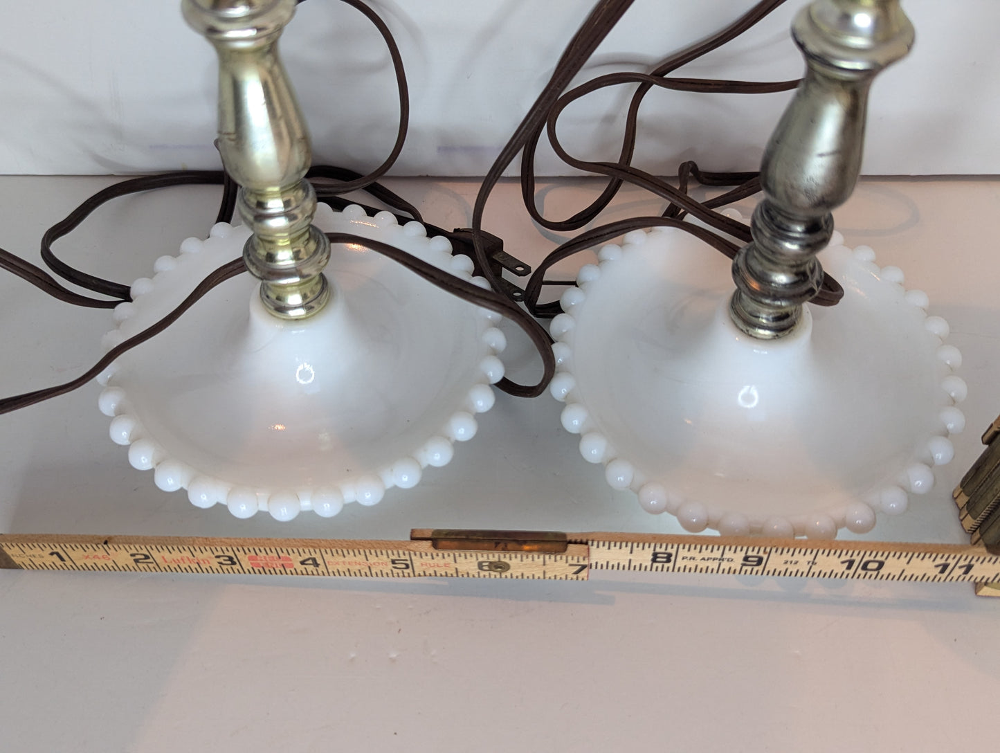 Mid Century Boudoir Lamps with Trinket Dish Stand