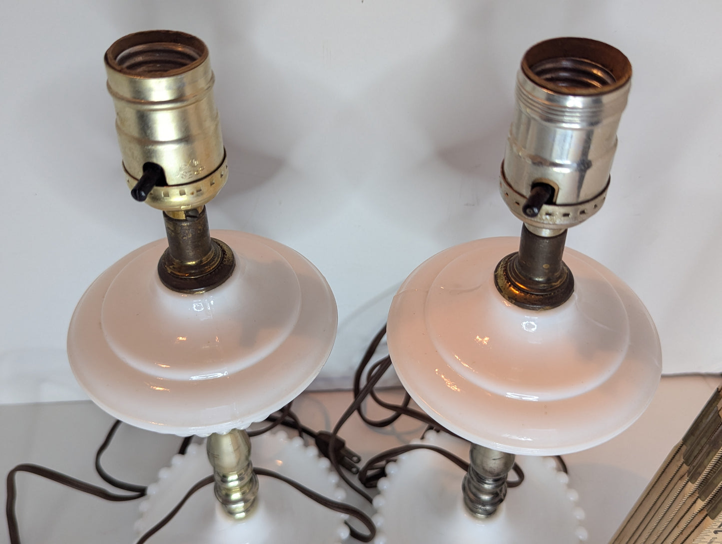 Mid Century Boudoir Lamps with Trinket Dish Stand