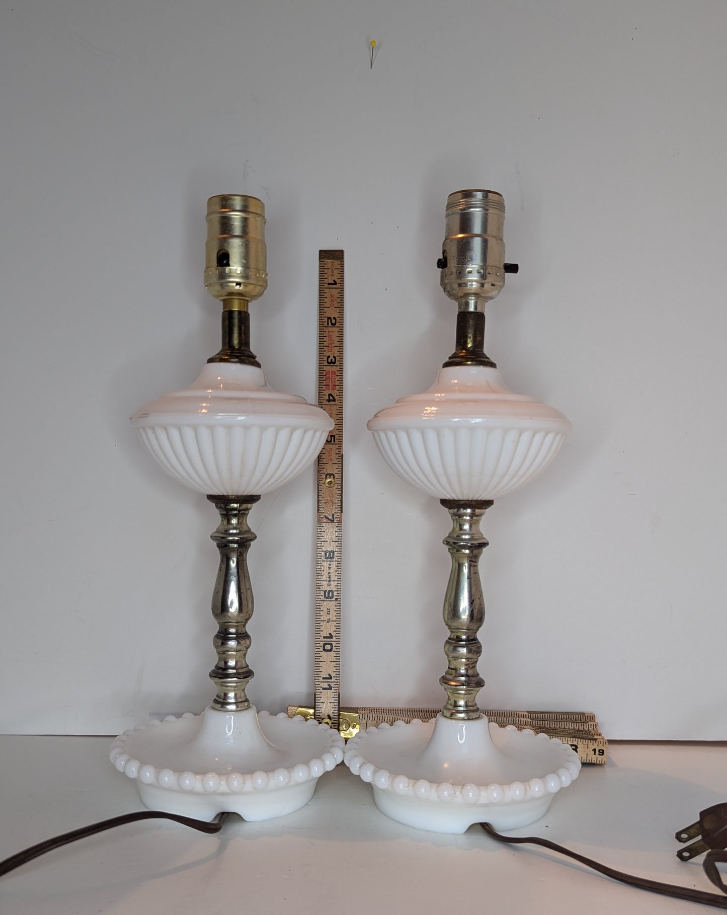 Mid Century Boudoir Lamps with Trinket Dish Stand