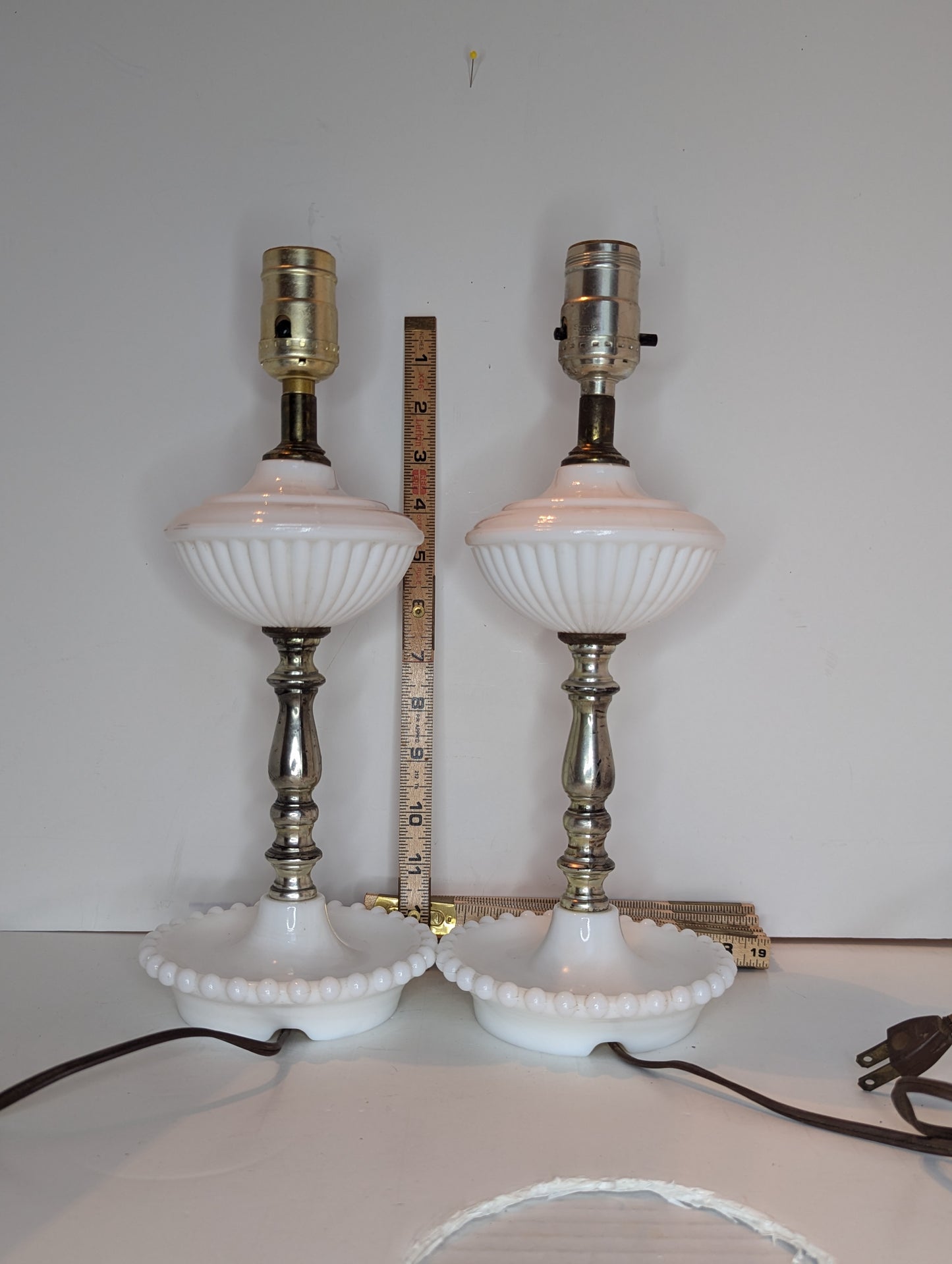 Mid Century Boudoir Lamps with Trinket Dish Stand