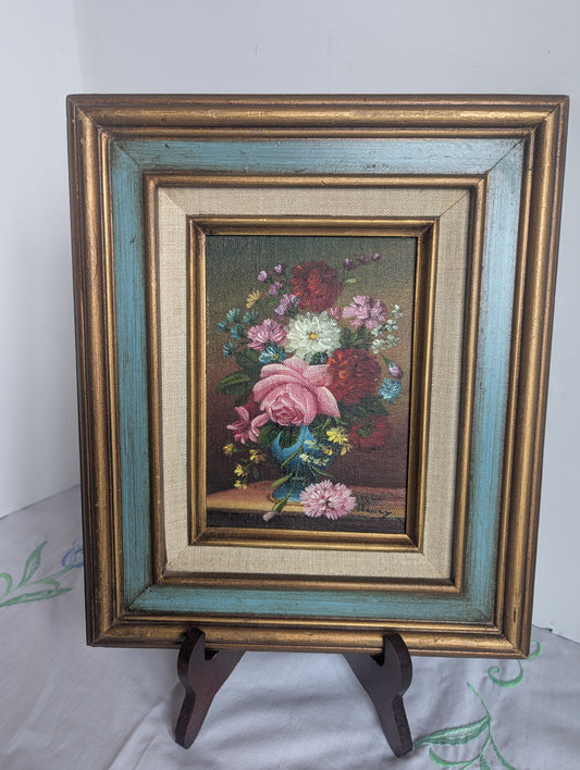 Vintage Still Life Framed Oil on Board Painting