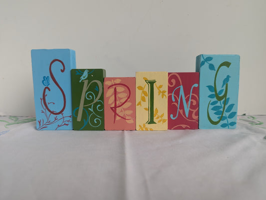 Janet Staples 2015 Wooden Blocks Spring Sign