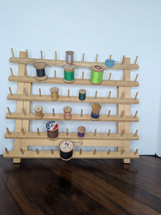 June Tailor Wooden Thread Stand with Vintage Wooden Thread Spools