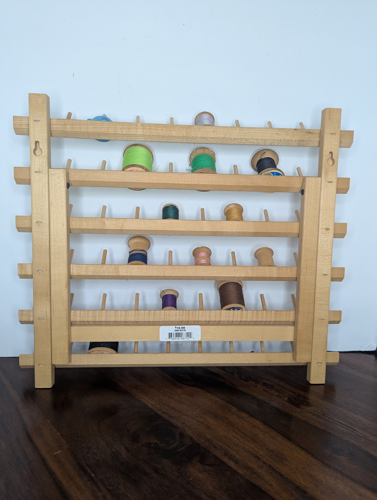 June Tailor Wooden Thread Stand with Vintage Wooden Thread Spools