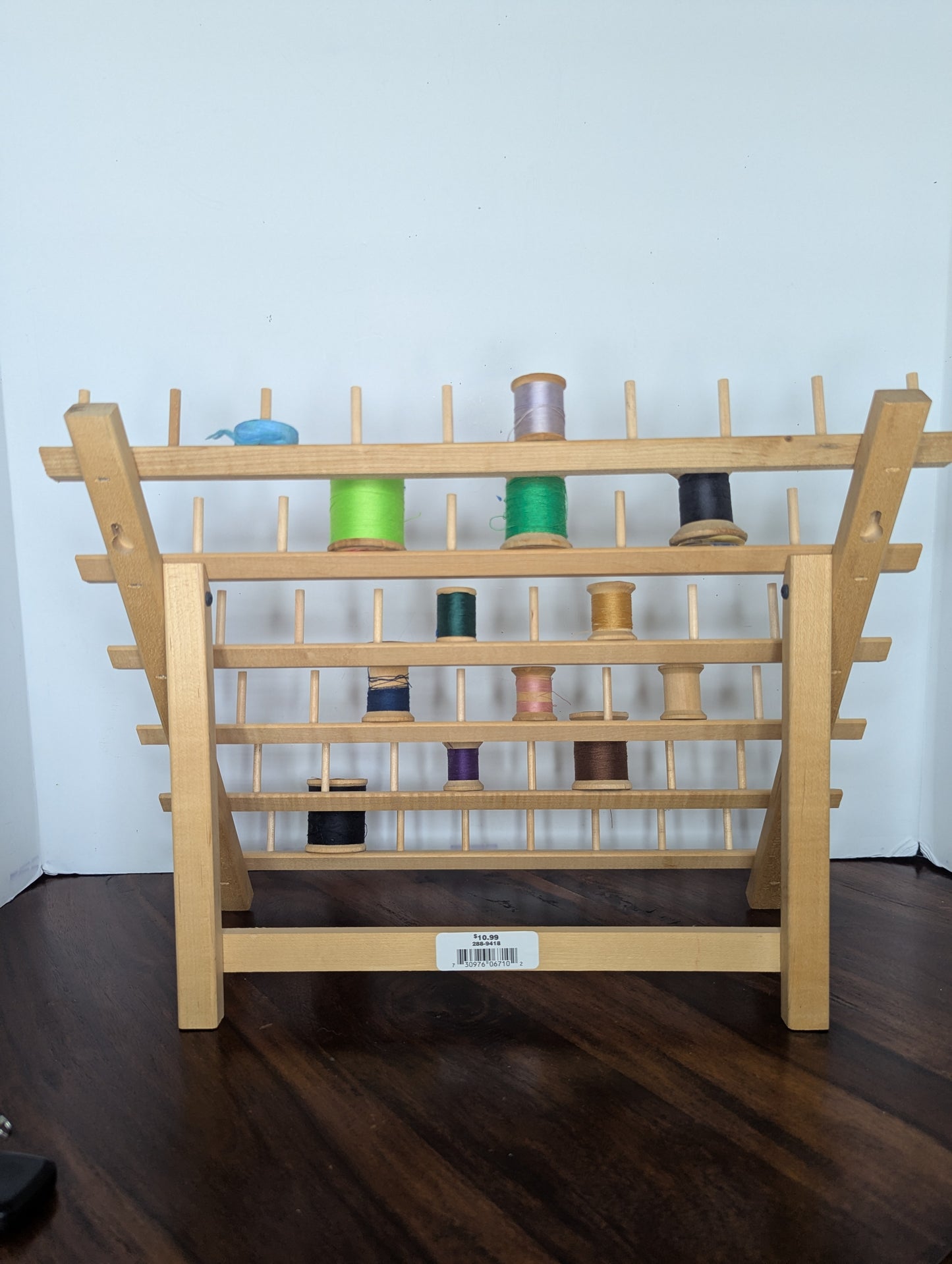 June Tailor Wooden Thread Stand with Vintage Wooden Thread Spools