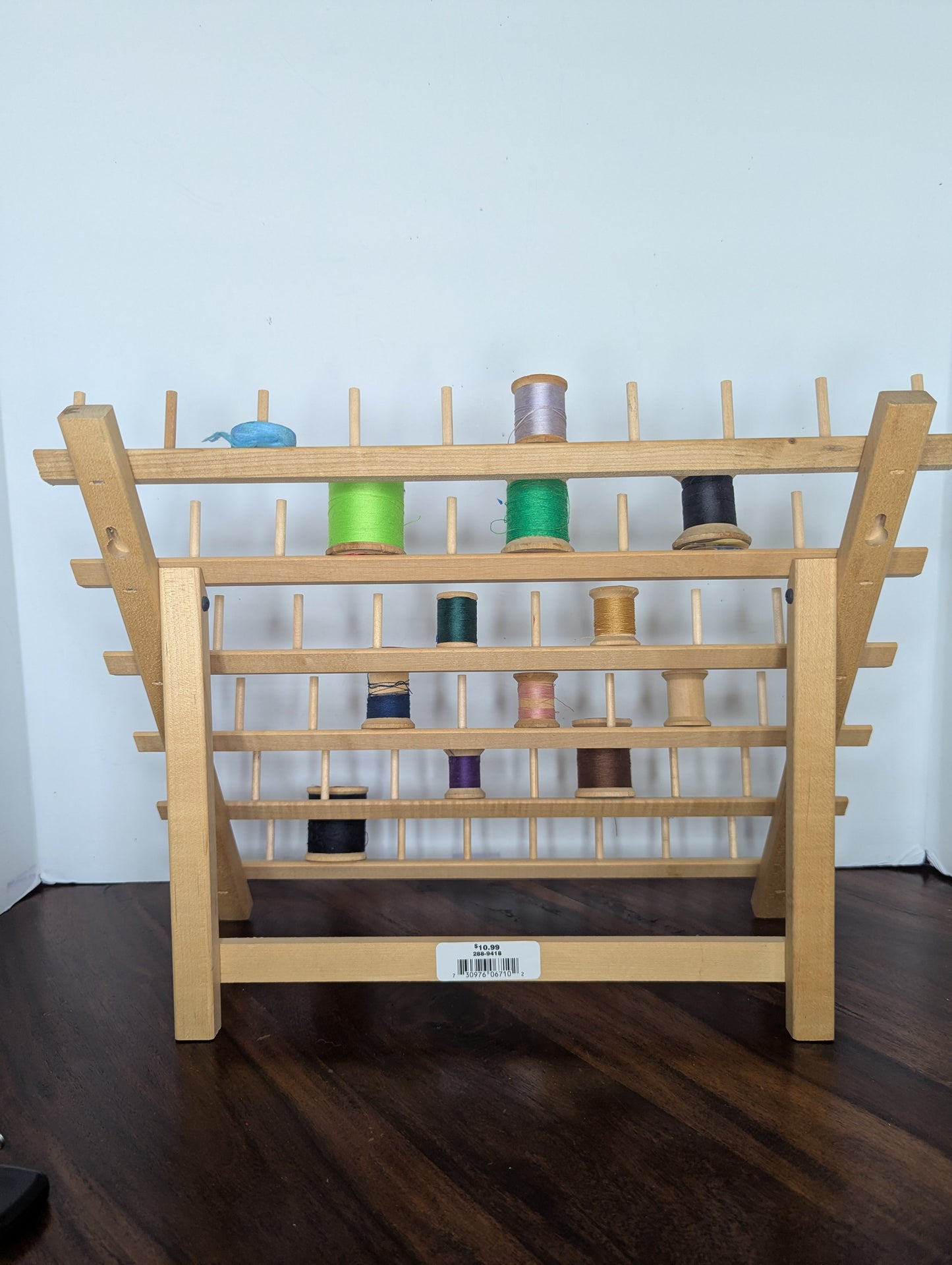 June Tailor Wooden Thread Stand with Vintage Wooden Thread Spools