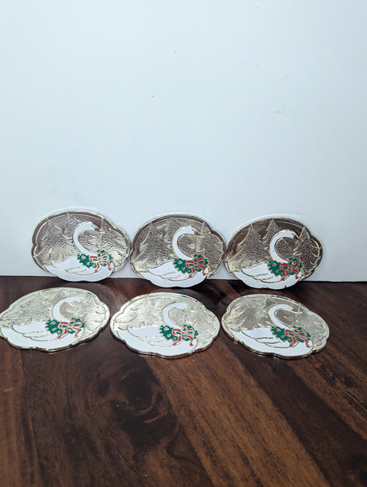 Vintage Holiday Collection Wm Rogers Swan Coasters