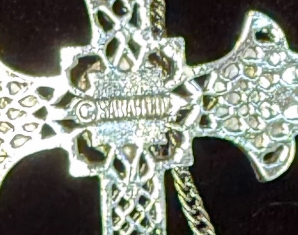 Sara Coventry Crusader 1971 Cross Necklace Pearl, Cabochan