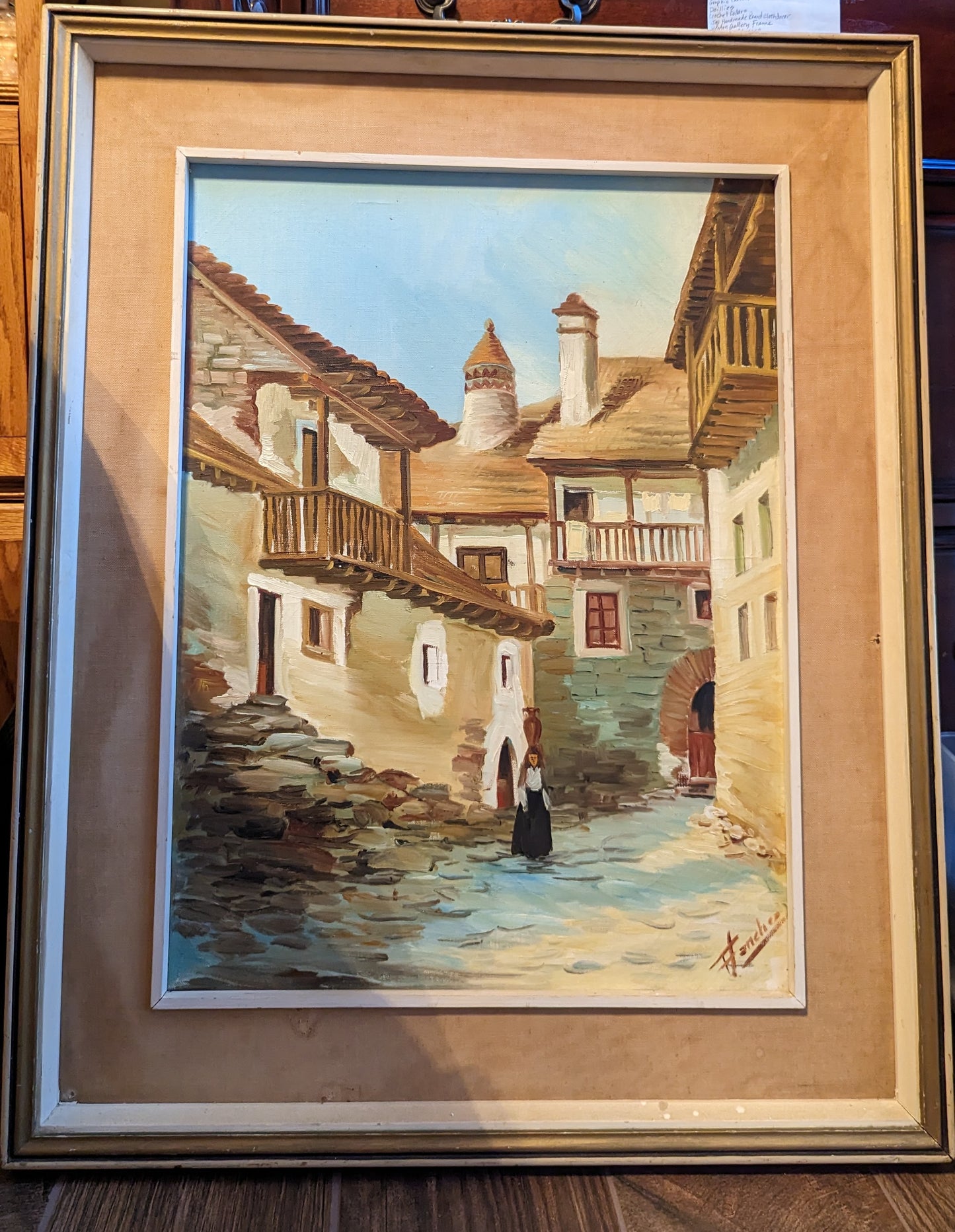 Vintage Spanish Style Oil Painting by Flanchez