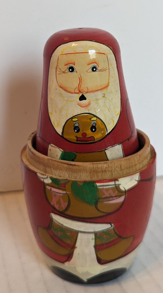 Vintage Wooden Nesting Santas