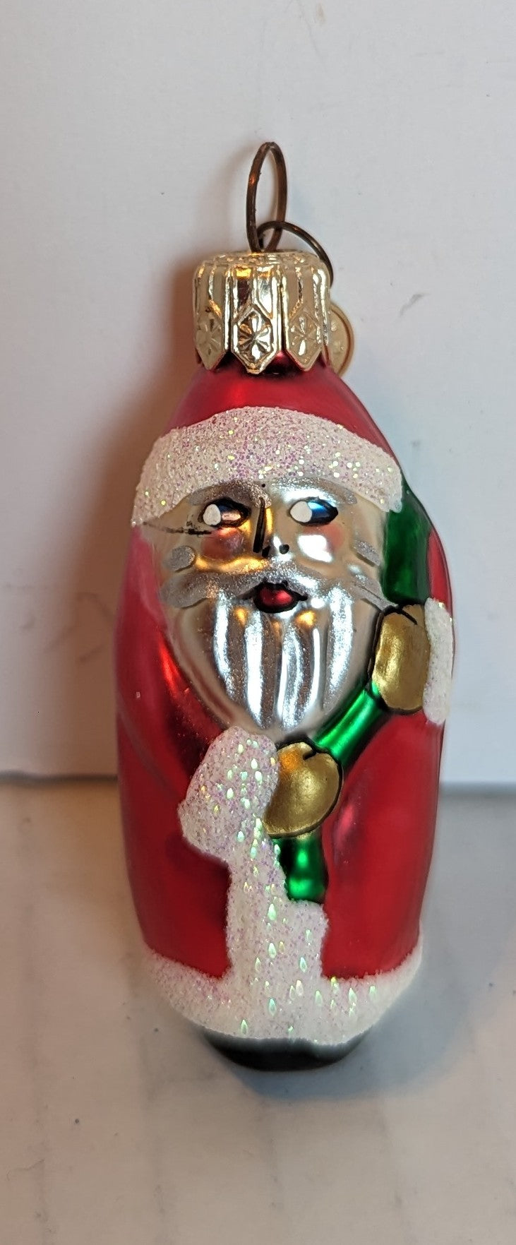 Vintage Glass Santa Ornament