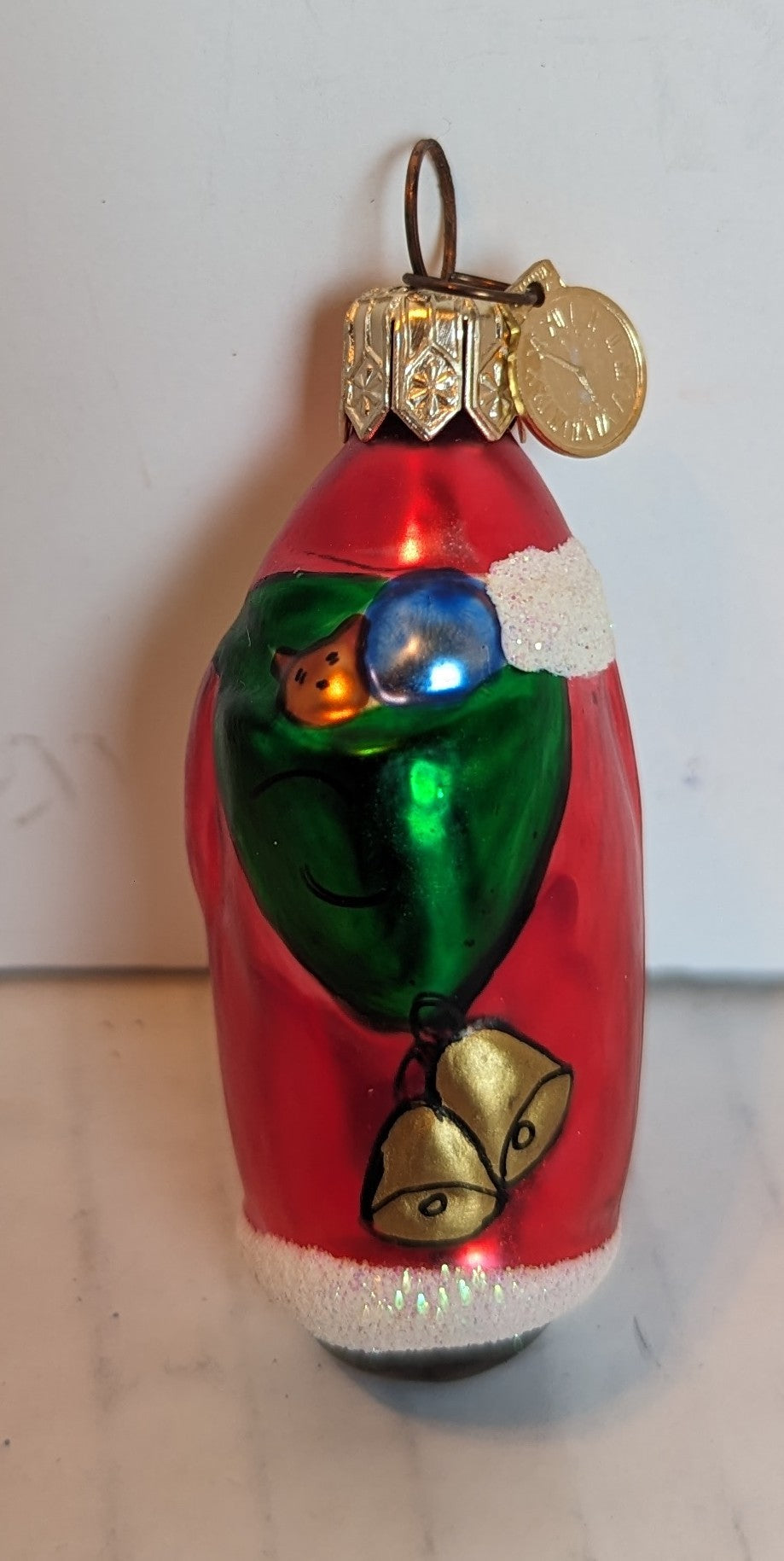 Vintage Glass Santa Ornament