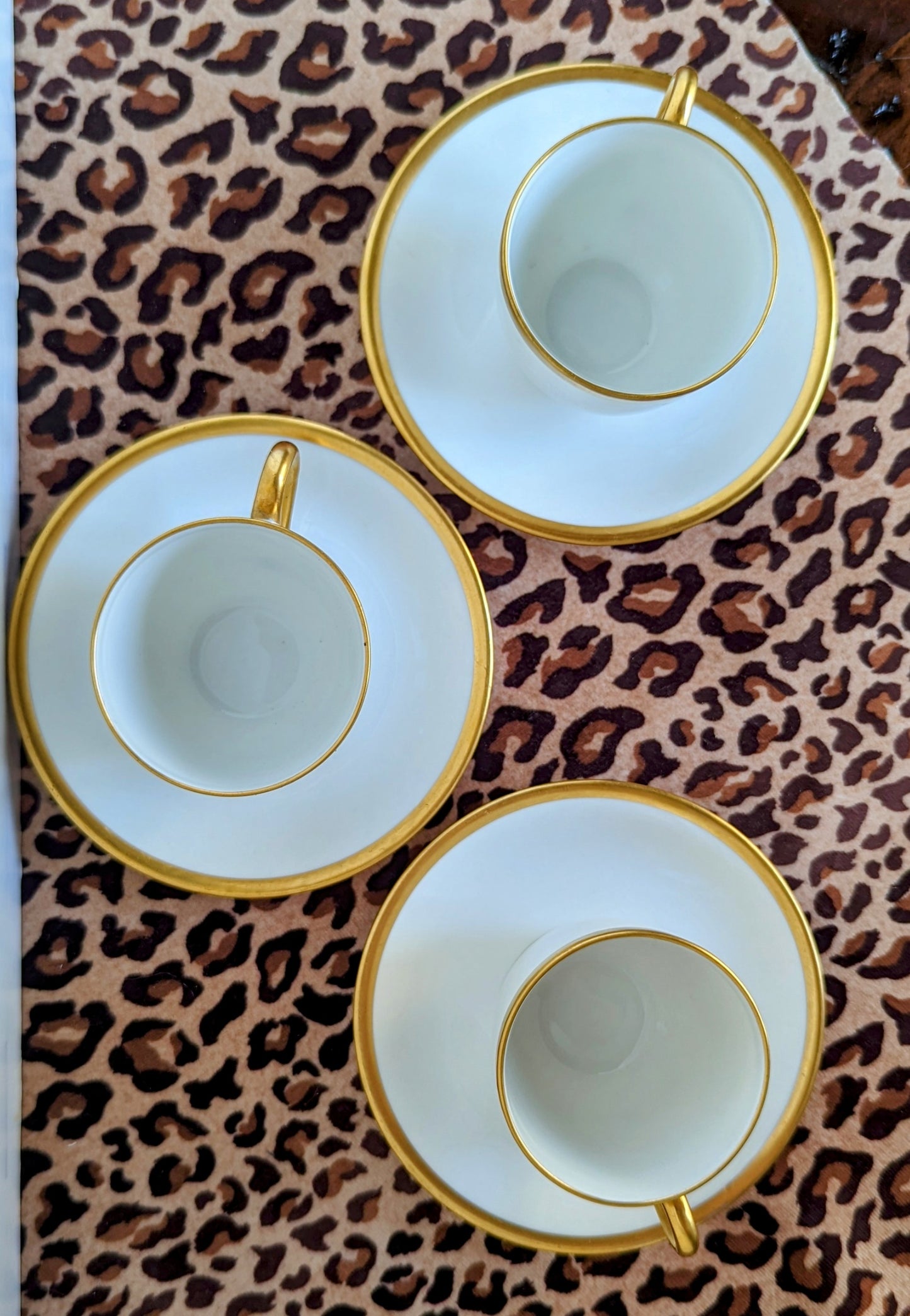 Antique Vignaud Limoges Demitasse Cups/Saucers (Set of 3)