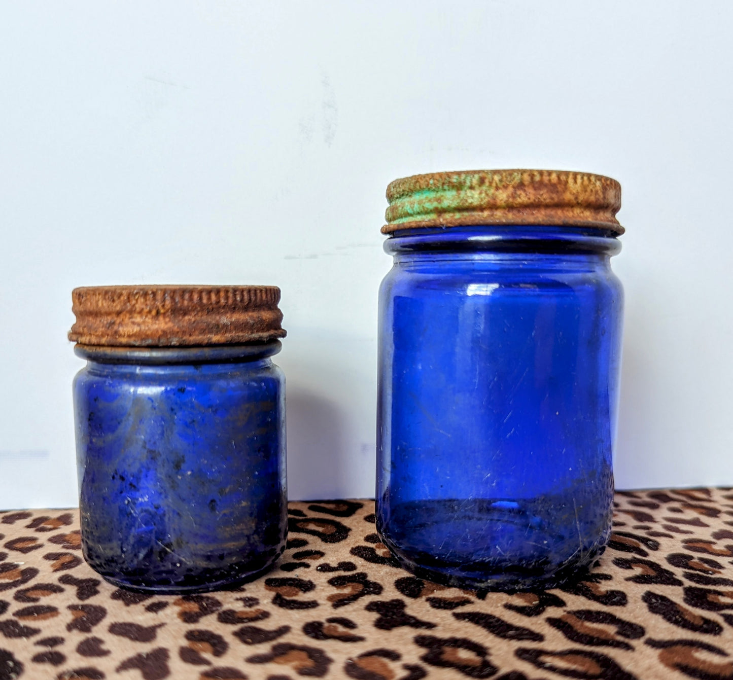 Vicks Vaporub Cobalt Blue Apothecary Jars (2)