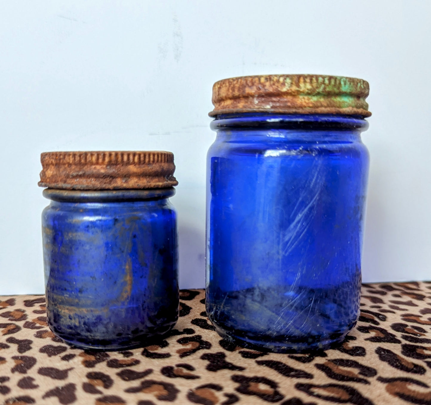 Vicks Vaporub Cobalt Blue Apothecary Jars (2)