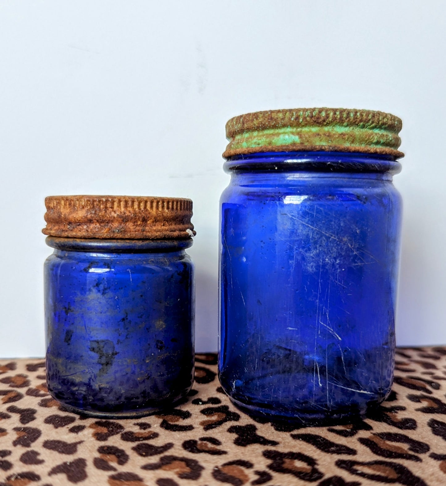 Vicks Vaporub Cobalt Blue Apothecary Jars (2)