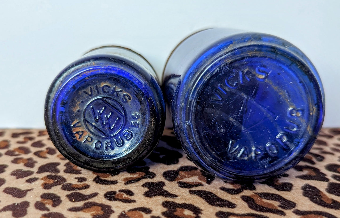 Vicks Vaporub Cobalt Blue Apothecary Jars (2)