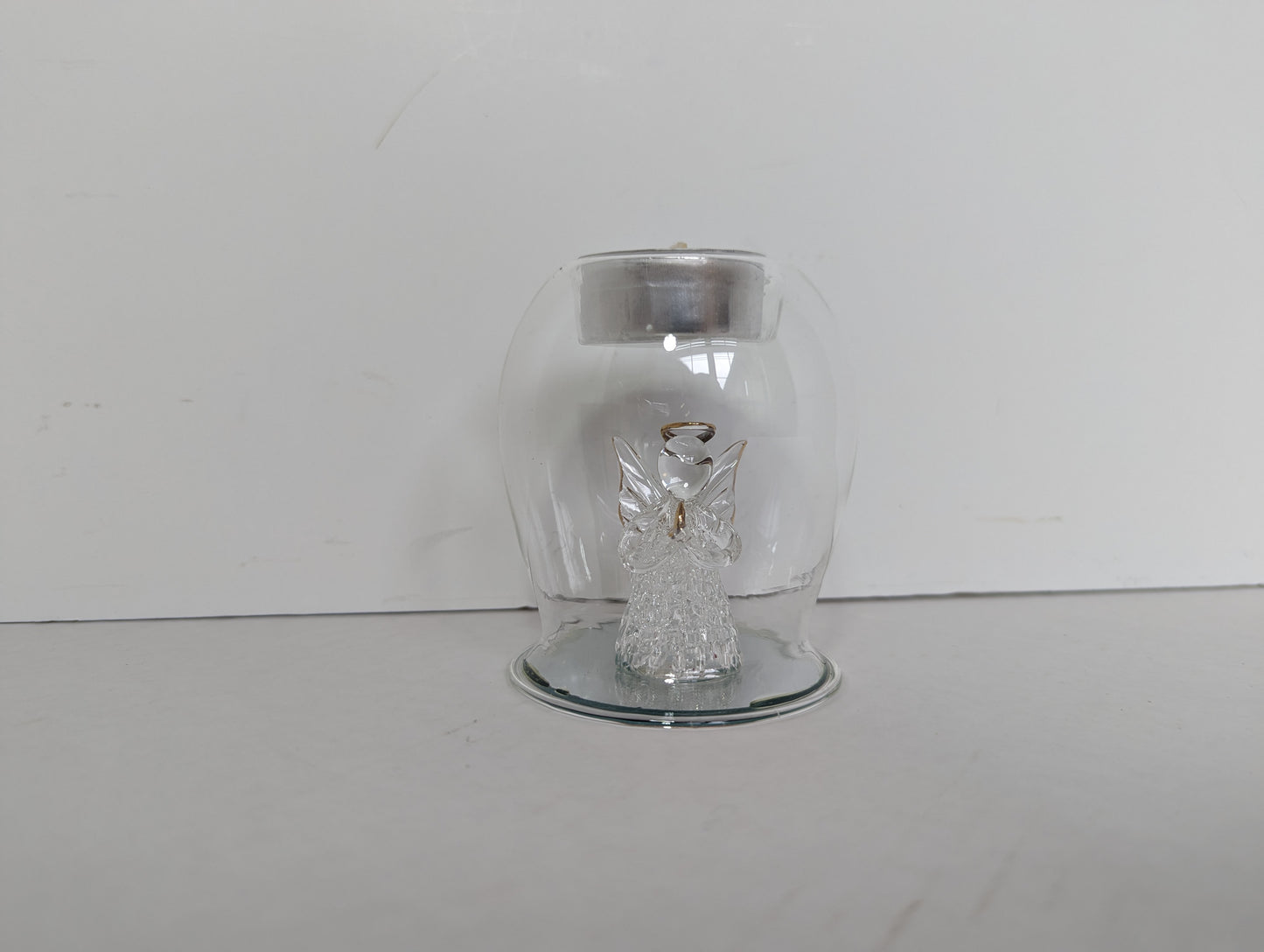 Glass Angel Tealight Candle Holder