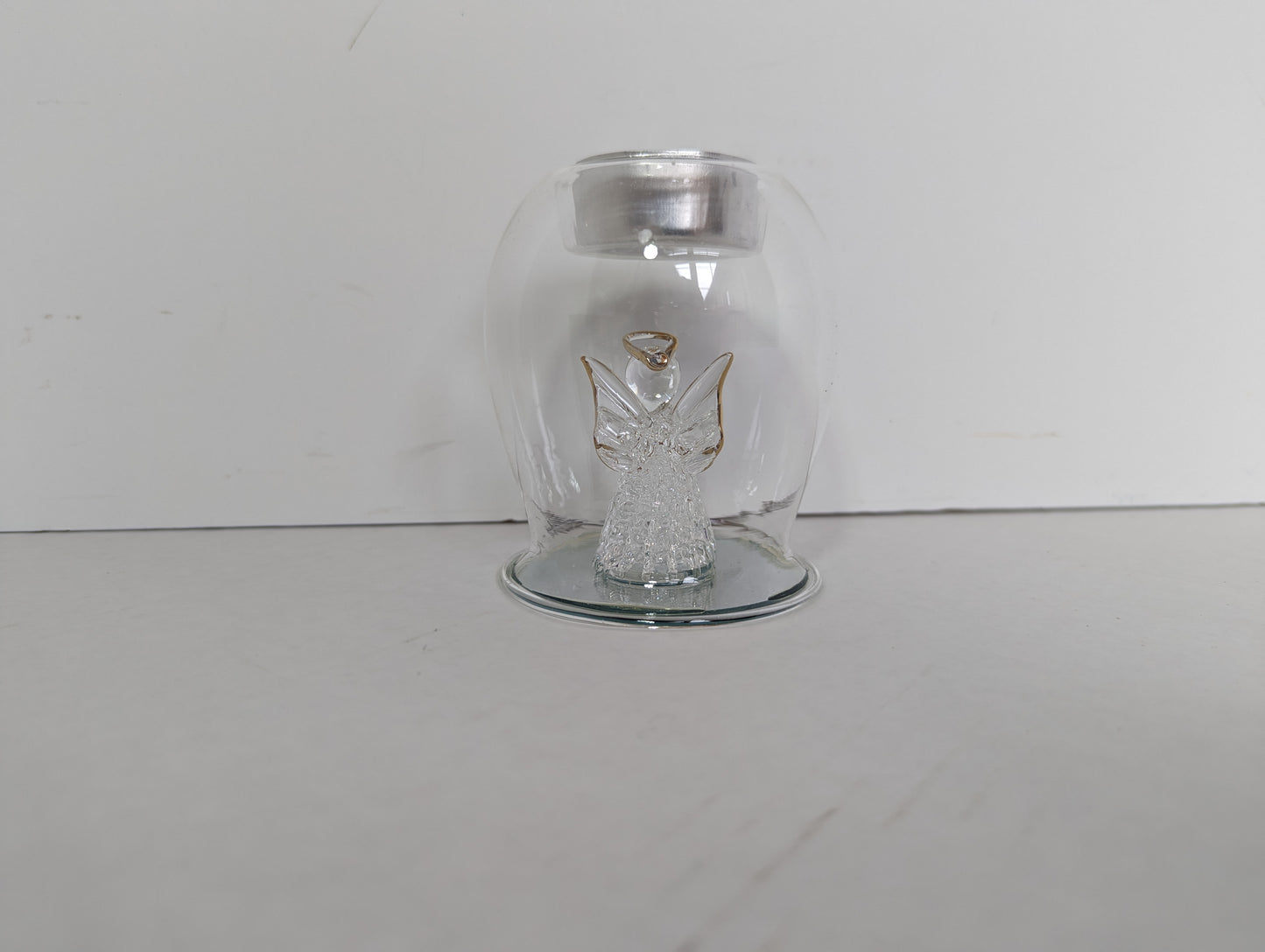 Glass Angel Tealight Candle Holder