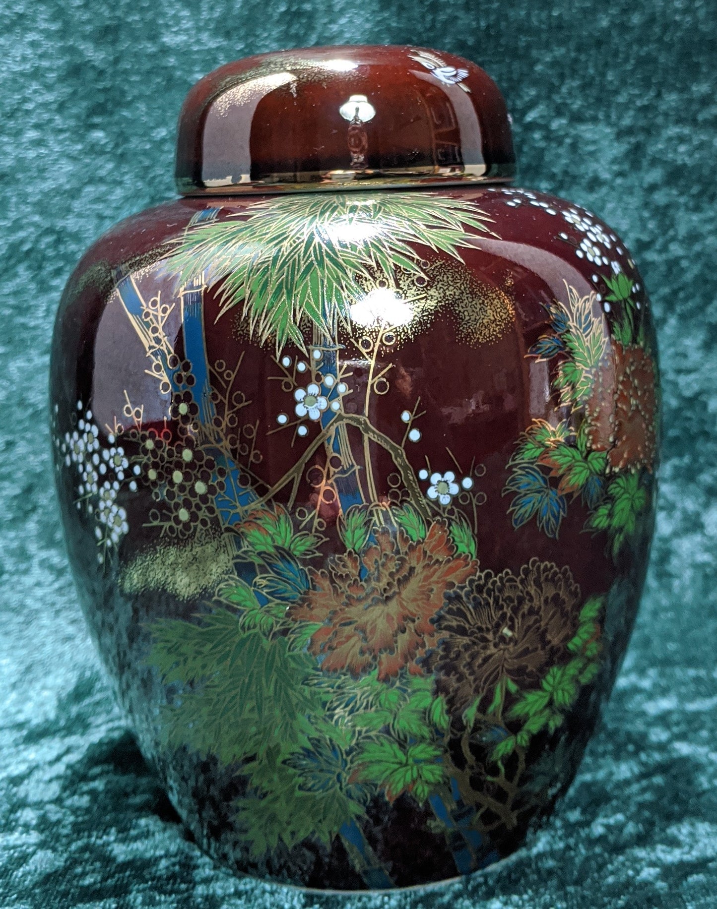 Japan Ginger Jar with Bamboo and Gold Gilding