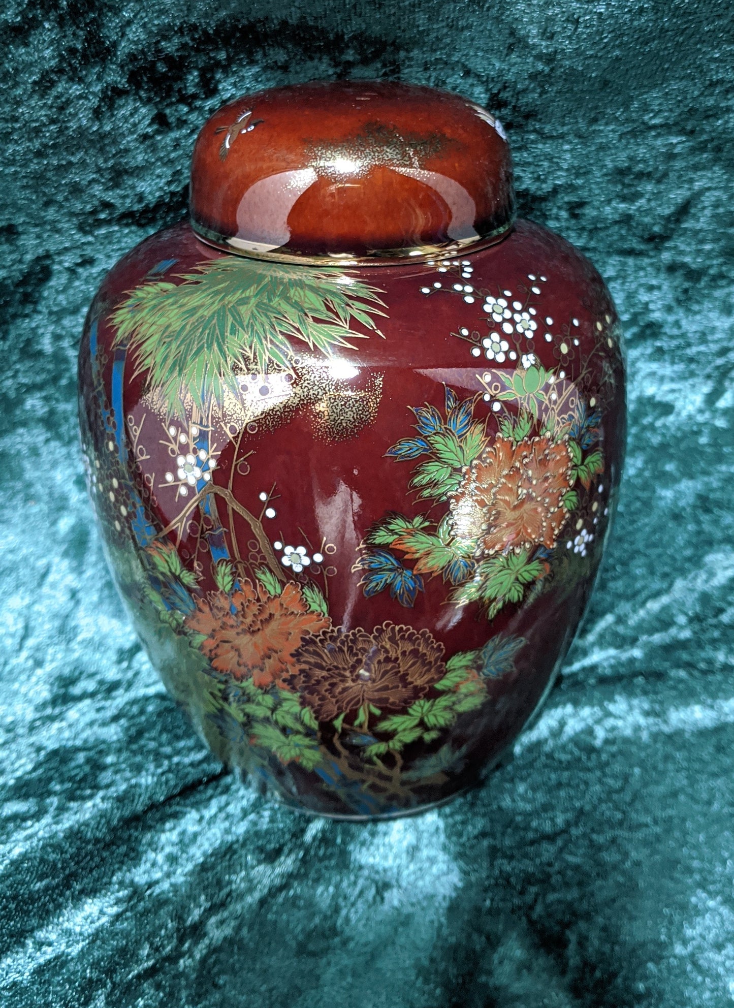 Japan Ginger Jar with Bamboo and Gold Gilding