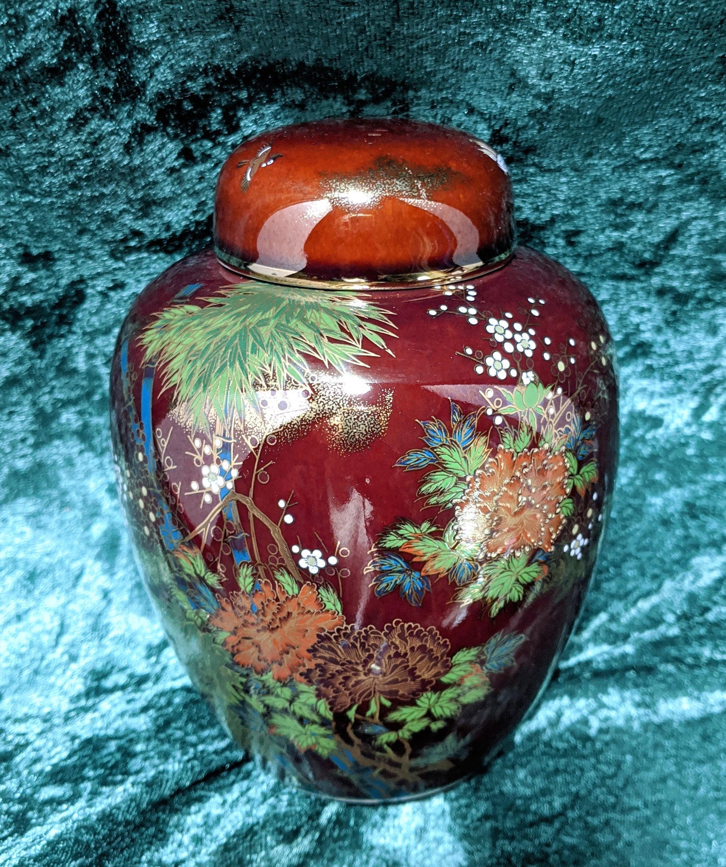 Japan Ginger Jar with Bamboo and Gold Gilding