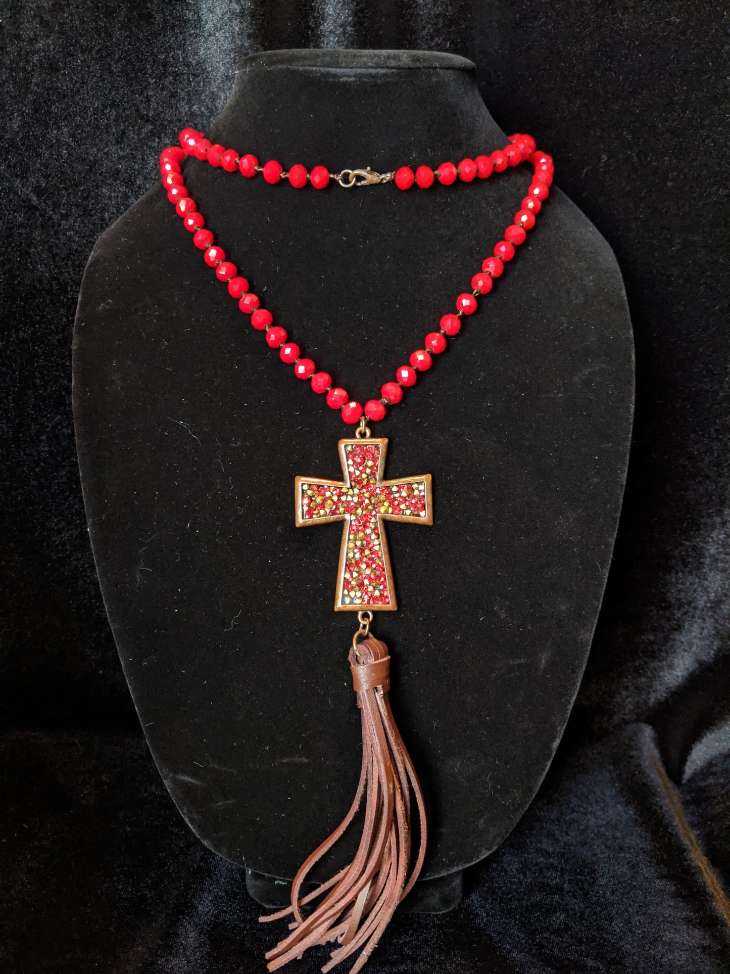 Ruby Red Cross Necklace