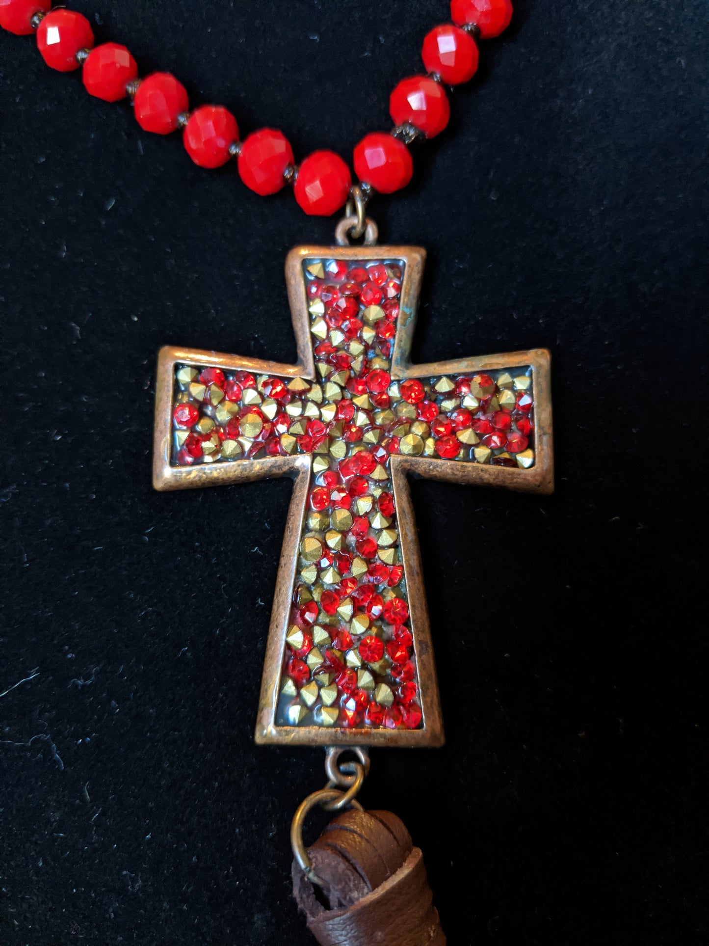 Ruby Red Cross Necklace