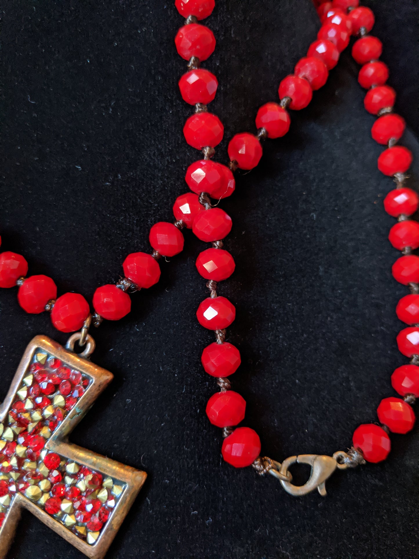 Ruby Red Cross Necklace