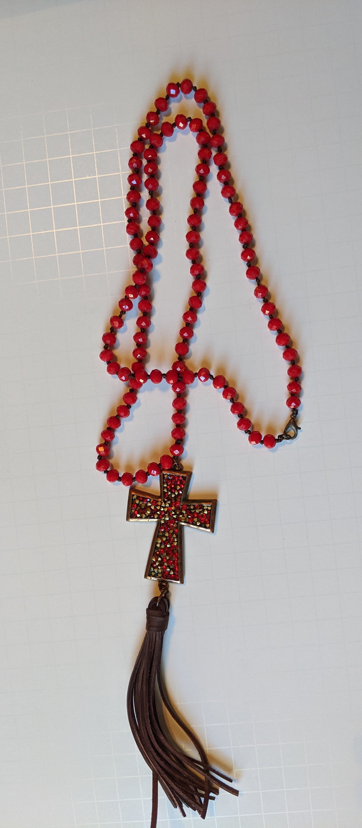 Ruby Red Cross Necklace