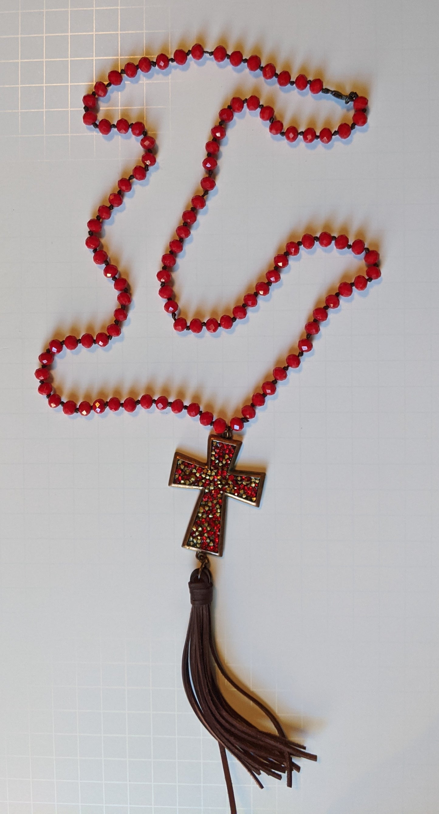 Ruby Red Cross Necklace